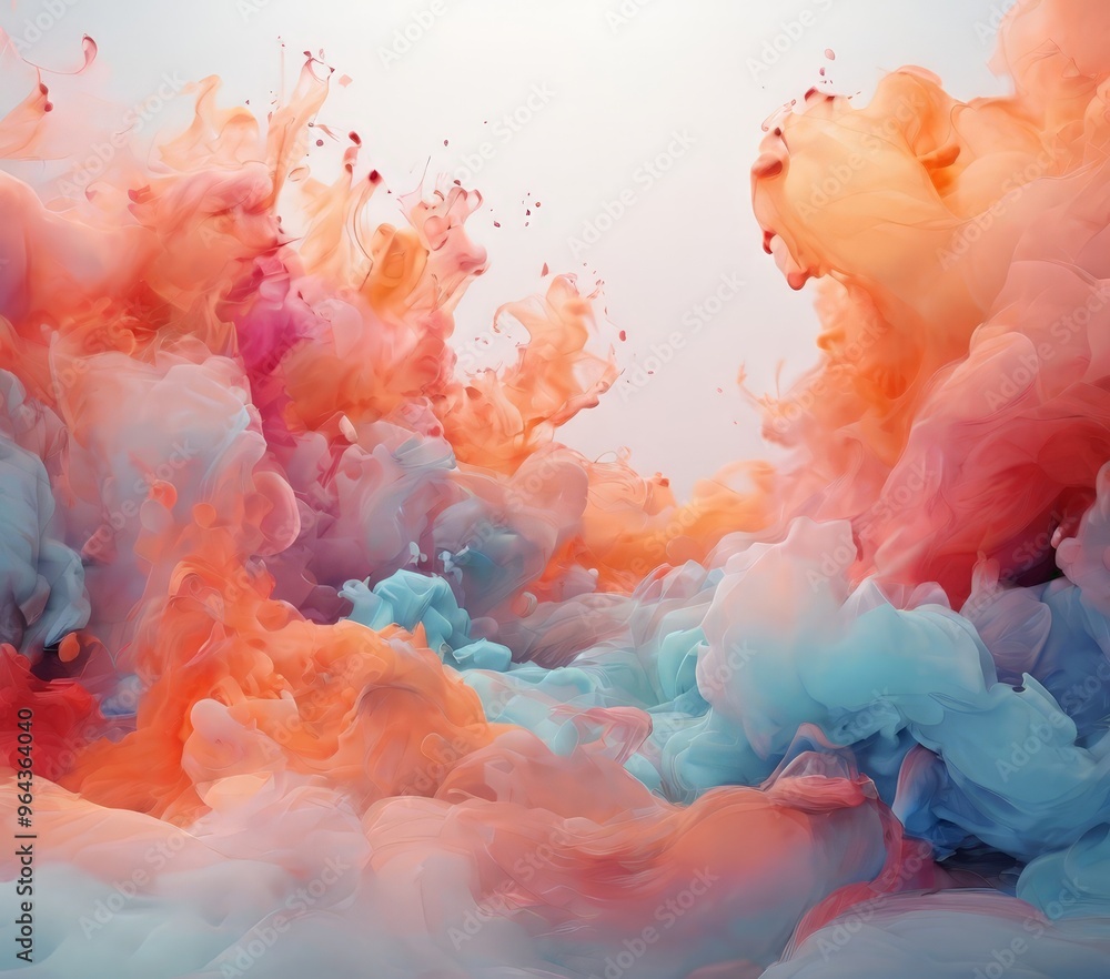 Poster a vibrant and dynamic scene of colorful smoke or ink swirling and swirling, creating a sense of move