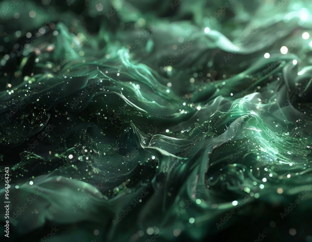 Poster a close-up of a textured, green surface with small white dots scattered throughout, creating a sense