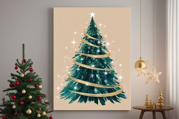 Magical Brush Strokes Create Enchanted Christmas Tree on Canvas