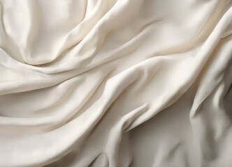 Fototapeta premium a close-up view of a white fabric, possibly silk, with a soft, flowing texture. The fabric appears to be crumpled, giving it a sense of movement and softness. The image does not