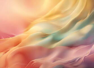Obraz premium a vibrant abstract composition featuring a gradient of colors, predominantly in shades of pink, orange, and yellow, with hints of green and blue. The fluidity and movement of the