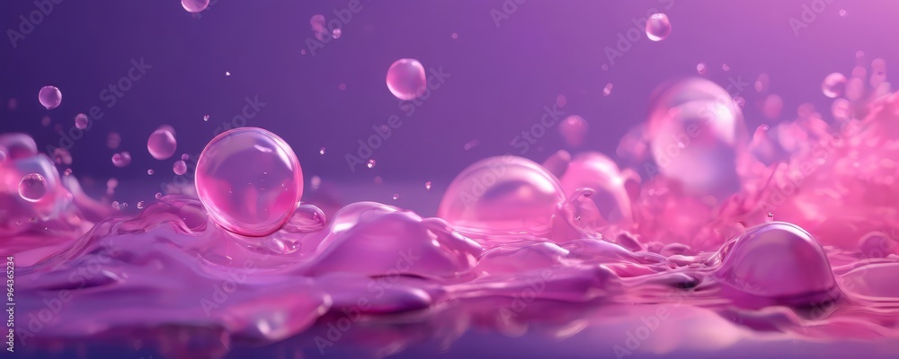 Aufkleber a close-up view of a vibrant, abstract scene with numerous transparent bubbles of varying sizes and 