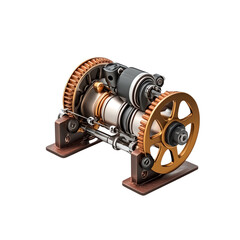 A detailed close-up of a mechanical engine component showcasing intricate gears and precision design.