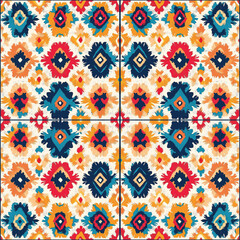 seamless pattern on ikat art wall paper