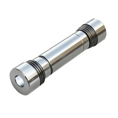 A sleek, metallic flashlight design perfect for outdoor adventures and emergency situations, showcasing compact and modern engineering.
