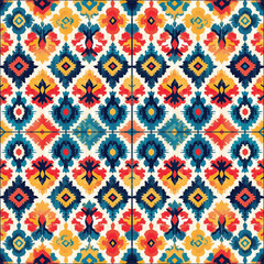 seamless pattern on ikat art wall paper