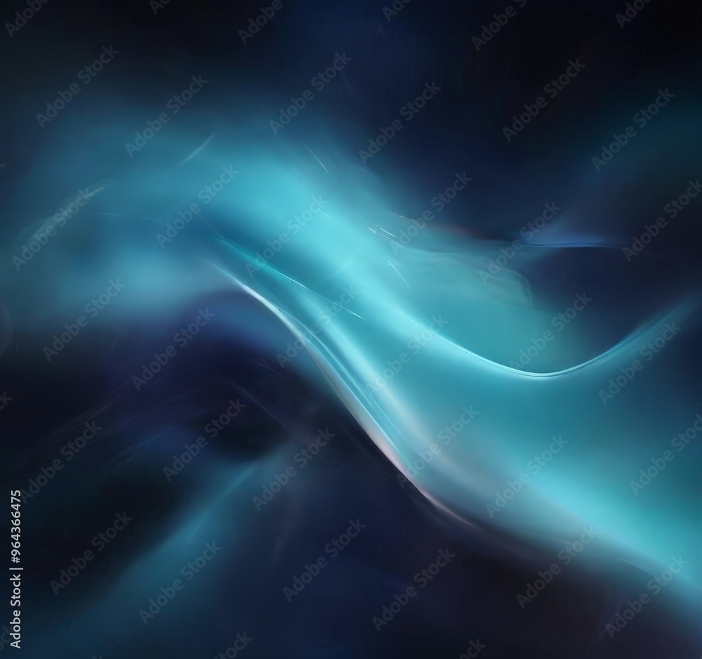 Poster swirling, abstract pattern of blue and black hues, creating a sense of movement and dynamism.