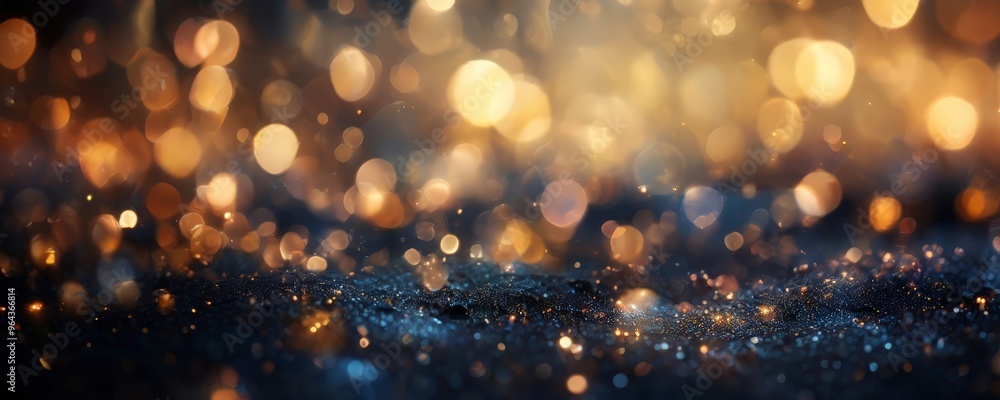 Aufkleber blurred, bokeh-filled background with a dark blue and black color scheme, creating a sense of depth 