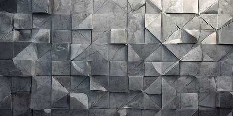 a close-up view of a textured wall composed of numerous gray and white cubes arranged in a grid-like pattern, creating a visually striking and geometric design.