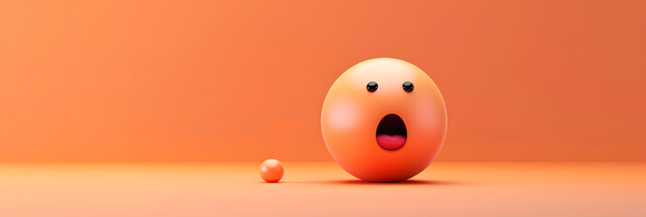 Excited eyes and mouth emoji expression on orange background