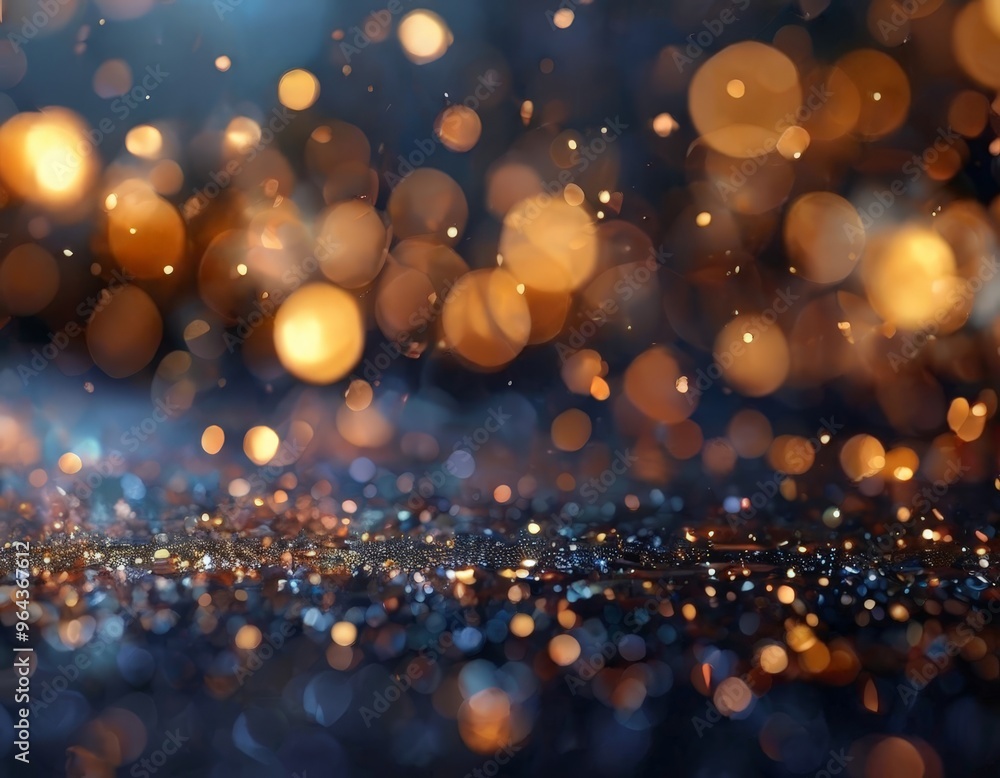 Poster blurred, bokeh-filled background with a mix of orange and blue hues, creating a sense of depth and m