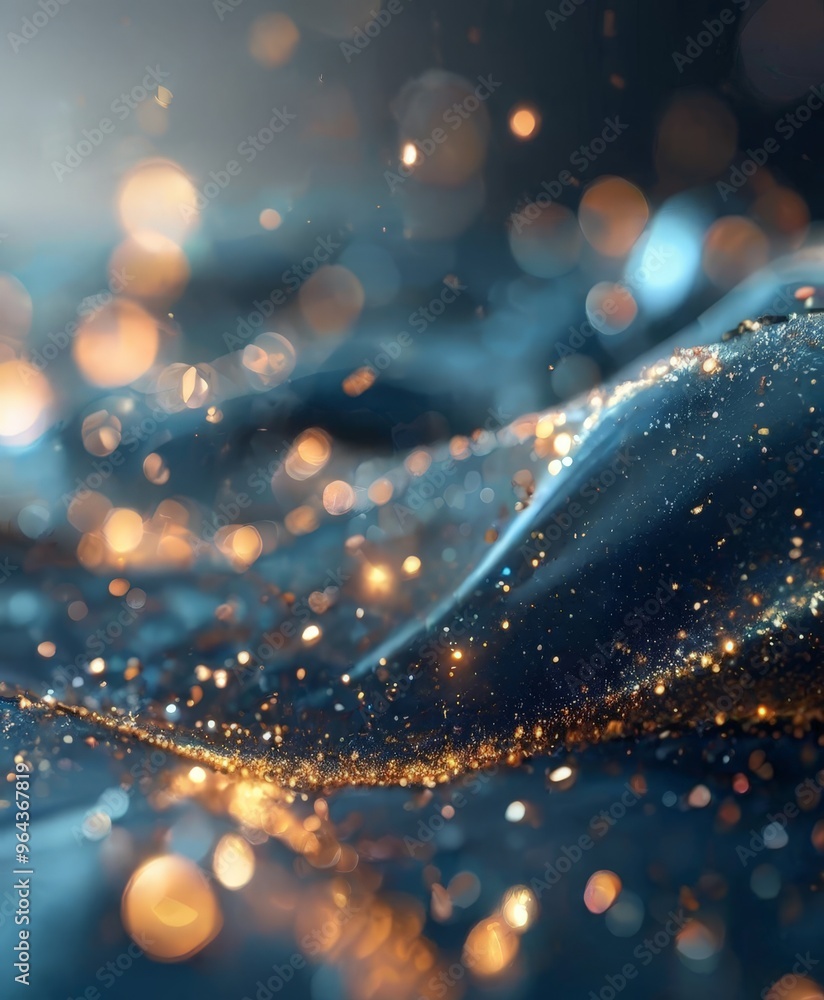 Poster close-up view of a textured surface, with a gradient of blue and black tones. the surface is adorned