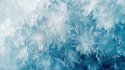 Close-up of ice crystals with intricate frost patterns, Ai Generation