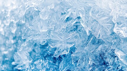 Close-up of ice crystals with intricate frost patterns, Ai Generation