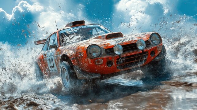 Kawaii Art of Rally: Driver Navigating an Off-Road Course Perfect for Racing Gaming Enthusiasts
