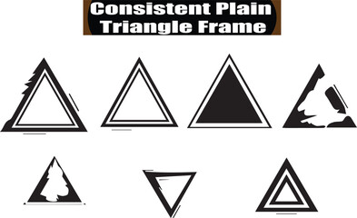Consistent Plain Triangle Frame Dark Silhouette Shapes Vector Set