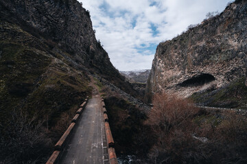 basalt bridge in the mountains of Armenia, symphony of stones