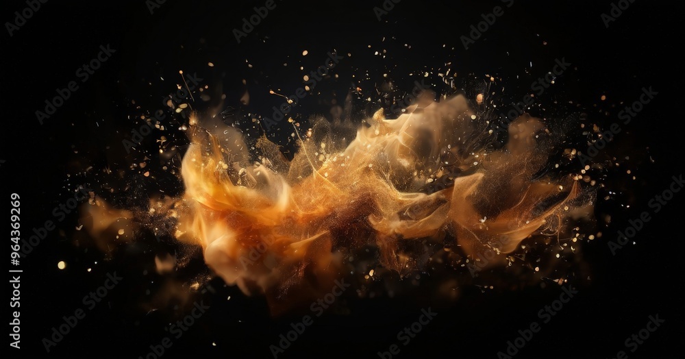 Poster a dynamic scene of a fire, with flames and sparks erupting in a chaotic yet manner. the fire, render