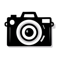 Camera icon in flat style isolated on white background. Vector illustration.