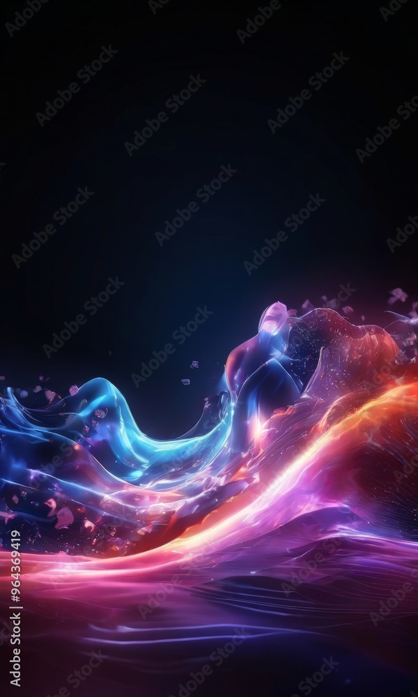Aufkleber vibrant, abstract digital artwork with swirling, multicolored shapes and lines, creating a dynamic a