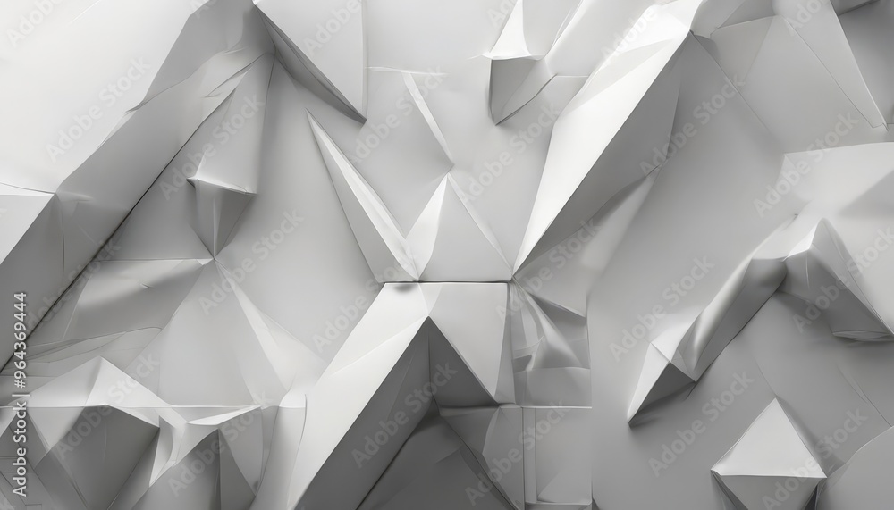 Poster a complex, abstract pattern composed of numerous white, triangular shapes arranged in a criss-crossi