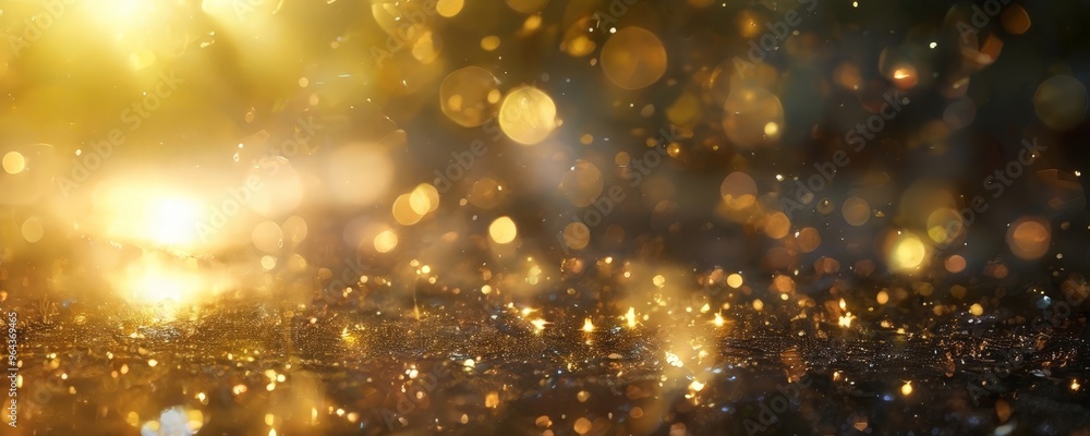 Poster a blurred, golden background with a textured, dark surface that appears to be water, creating a sens