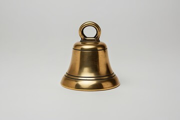Charming Brass Jingle Bell on Seamless White Background