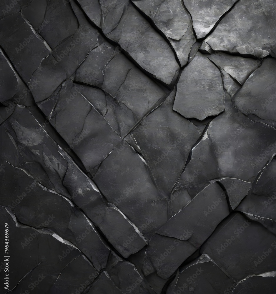Poster a close-up view of a dark, textured surface with a rough, cracked appearance. the cracks and crevice
