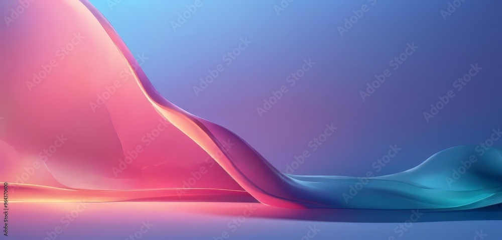 Poster vibrant abstract composition with a gradient of pink and blue hues, creating a dynamic and visually 