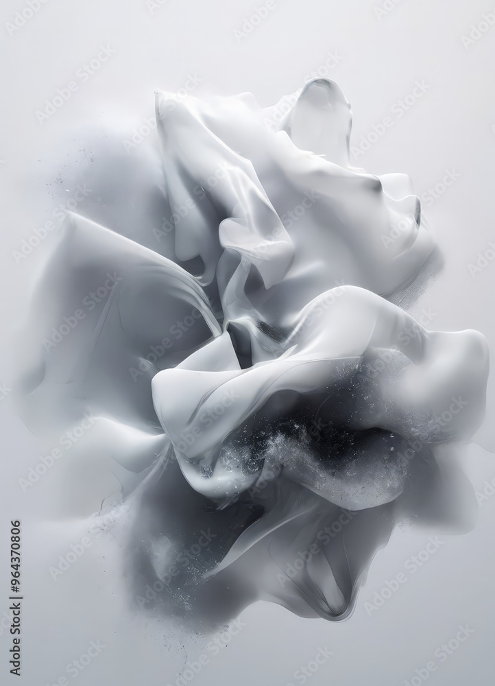 Aufkleber abstract, fluid, and ethereal image of a white, wispy, and ethereal shape resembling a flower or a c