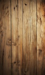 Fototapeta premium a close-up view of a weathered wooden surface, with visible cracks and knots in the wood grain.