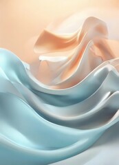 Fototapeta premium flowing, abstract design with a gradient of blue and peach colors, creating a sense of movement and softness.