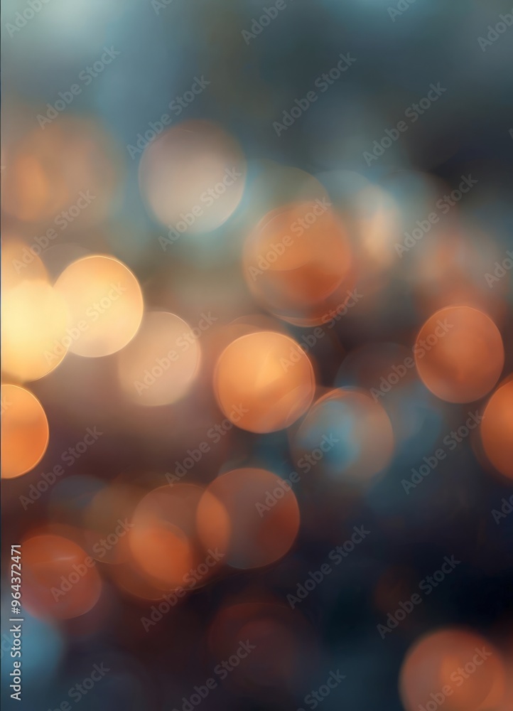 Poster a blurred, abstract representation of bokeh lights, with a gradient of warm colors transitioning fro