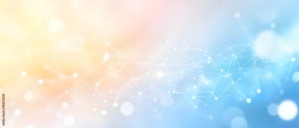Poster abstract blue and orange bokeh background with geometric pattern