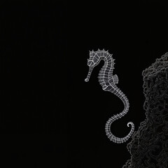seahorse and black background