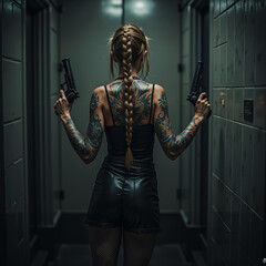 portrait of a woman with gun