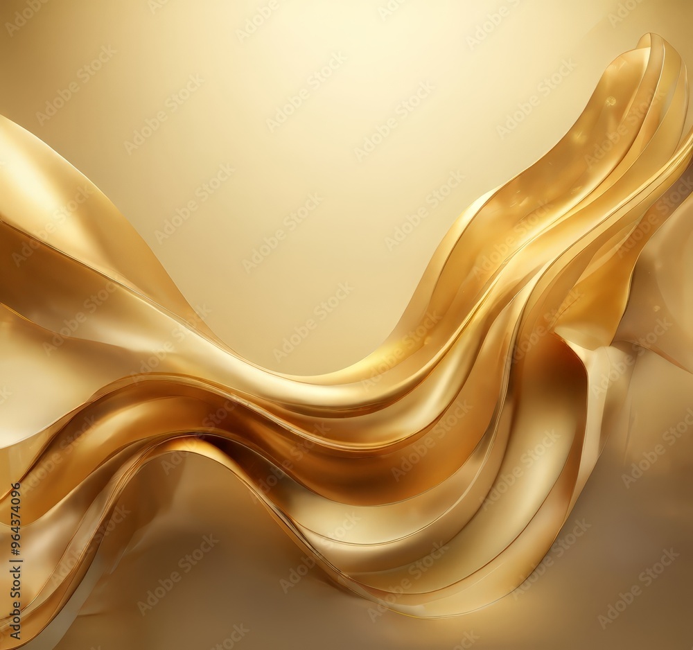 Aufkleber dynamic, abstract representation of gold, with a wave-like pattern of golden lines and curves agains