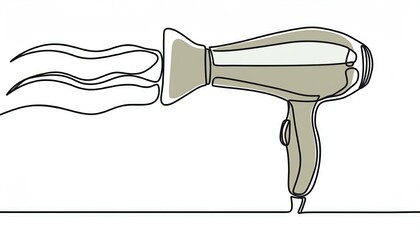 Continuous one line drawing of hair dryer