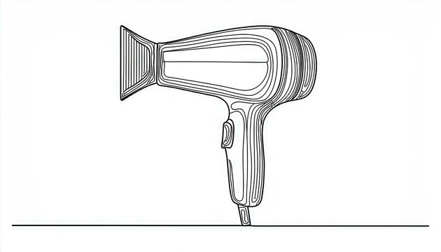 recommend clip art: Continuous one line drawing of hair dryer