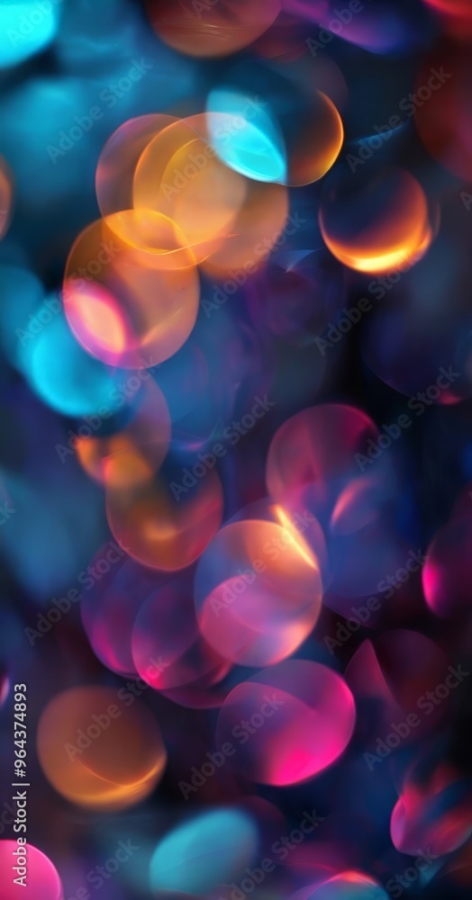 Poster vibrant display of colorful bokeh lights, creating a mesmerizing and abstract visual effect.