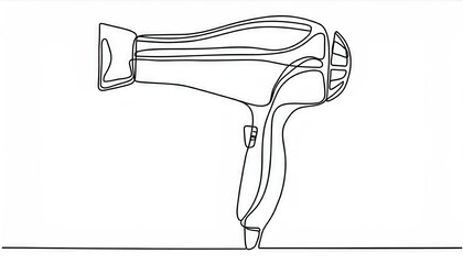 Continuous one line drawing of hair dryer