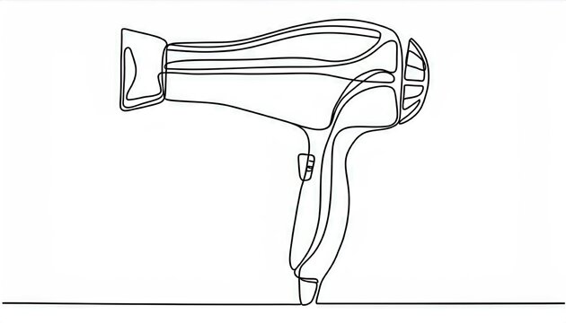 recommend clip art: Continuous one line drawing of hair dryer