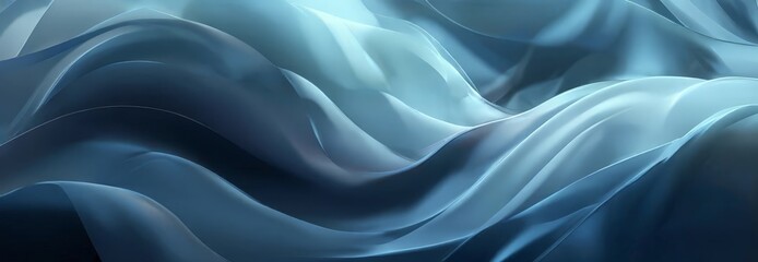 Obraz premium close-up view of a flowing, wavy fabric with a gradient of blue and white colors, creating a sense of movement and fluidity.