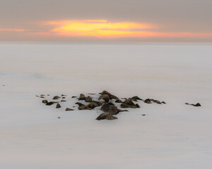 winter sunset on horizon