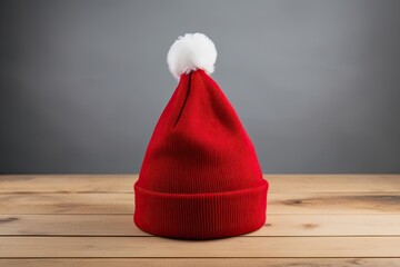 Santa Claus Red Hat and Christmas Beanie on White Background