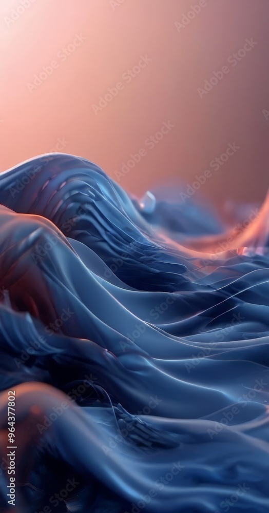 Aufkleber close-up view of a wave-like pattern with a gradient of blue and orange colors, creating a sense of 