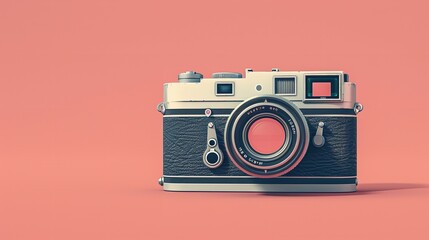 Fototapeta premium Flat Minimalist Illustration of a Vintage Analog Camera