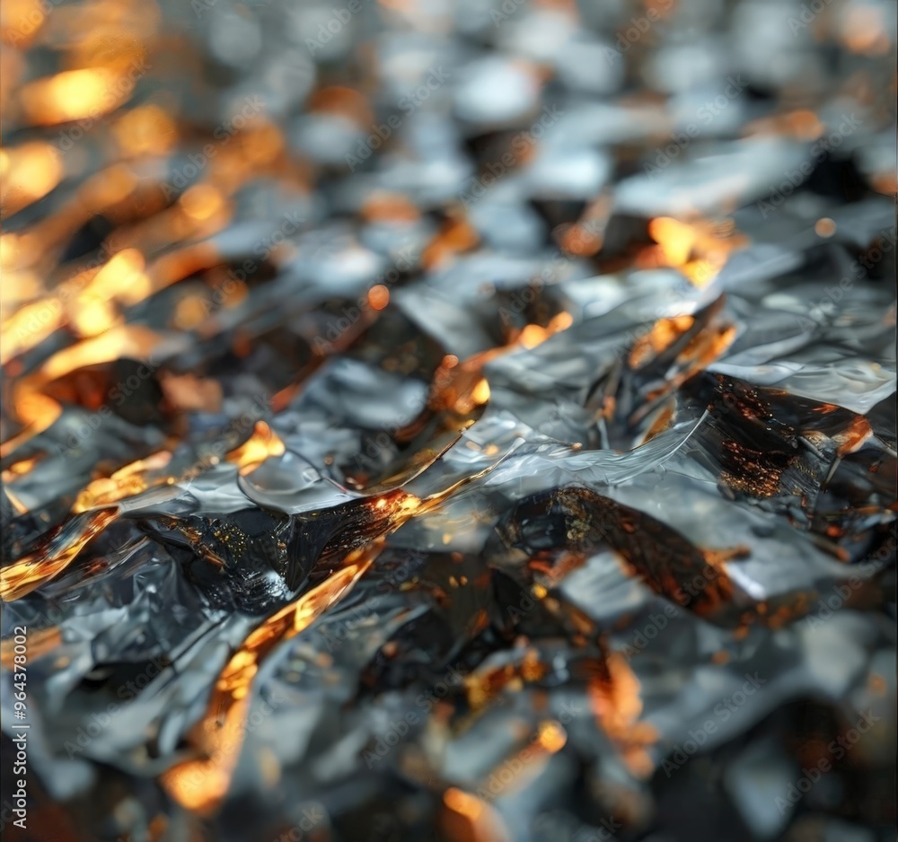 Poster a close-up view of a textured surface with a mix of dark and light colors, resembling a piece of met
