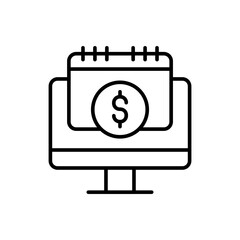 Online investment outline icons, minimalist vector illustration ,simple transparent graphic element .Isolated on white background