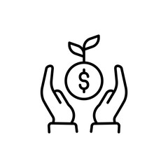 Online investment outline icons, minimalist vector illustration ,simple transparent graphic element .Isolated on white background